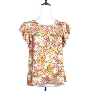 Rebellious Dreamer Women’s‎ Floral Ruffle Sleeve Blouse Size M